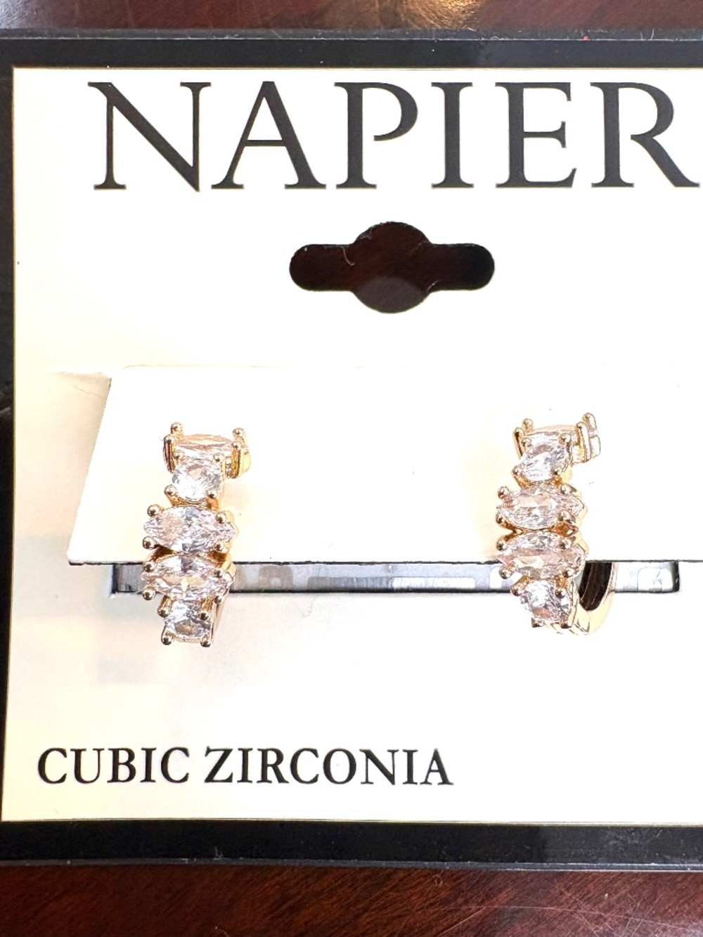 Napier Cubic Zirconia Earrings in Gold Tone